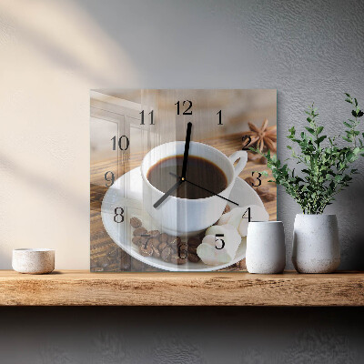Firkantet glas vægur Kaffe