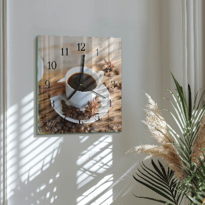 Firkantet glas vægur Kaffe