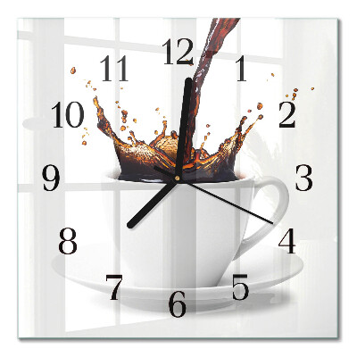 Firkantet glas vægur Kaffe