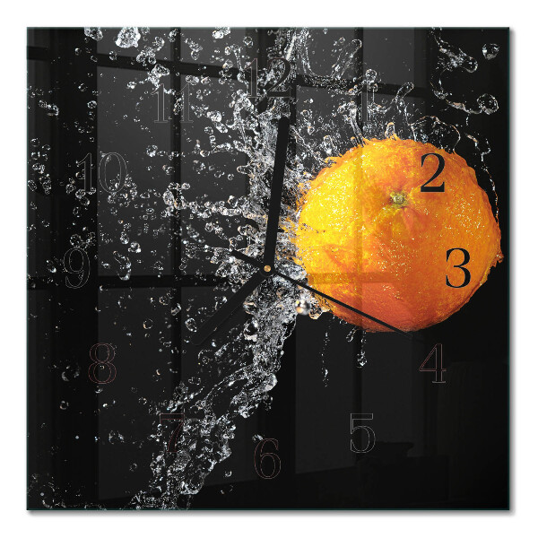 Firkantet glas vægur Orange