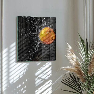 Firkantet glas vægur Orange