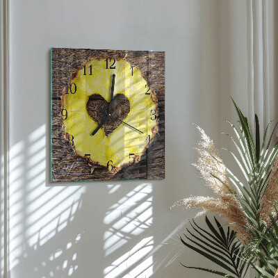 Firkantet glas vægur Ananas