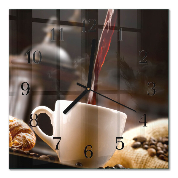 Firkantet glas vægur Kaffe