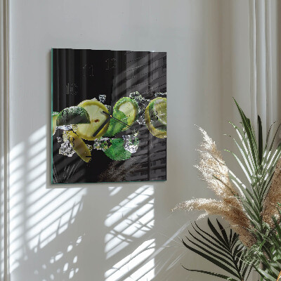 Firkantet glas vægur Citron og lime