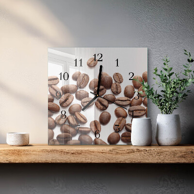 Firkantet glas vægur Kaffebønner