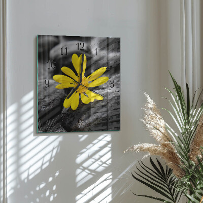 Firkantet glas vægur Blomst