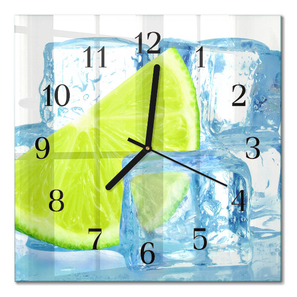 Firkantet glas vægur Lime-is