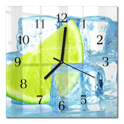 Firkantet glas vægur Lime-is