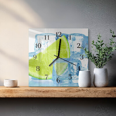 Firkantet glas vægur Lime-is