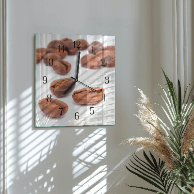 Firkantet glas vægur Kaffebønner