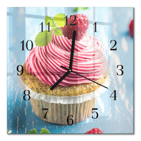 Firkantet glas vægur Hindbærmuffin