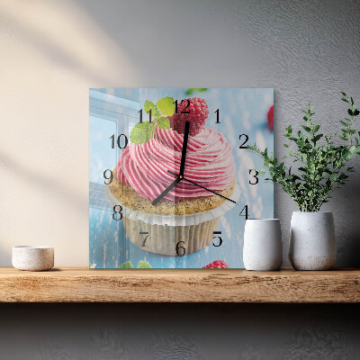 Firkantet glas vægur Hindbærmuffin
