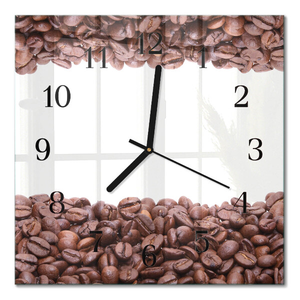 Firkantet glas vægur Kaffebønner