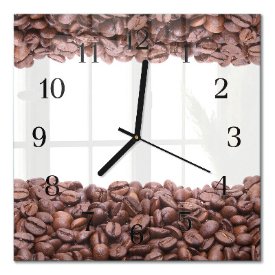 Firkantet glas vægur Kaffebønner