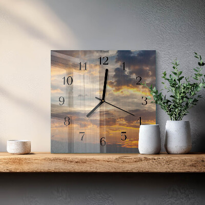 Glas vægur Solnedgang