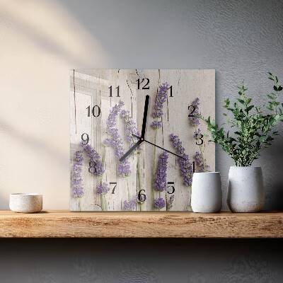 Firkantet glas vægur Lavendel