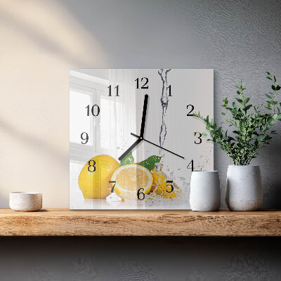 Firkantet glas vægur Citroner
