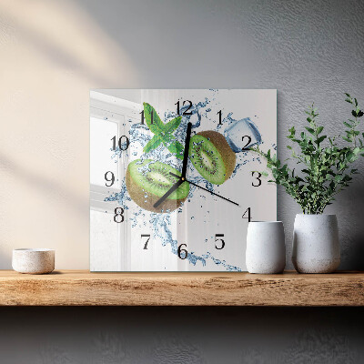 Firkantet glas vægur Kiwi