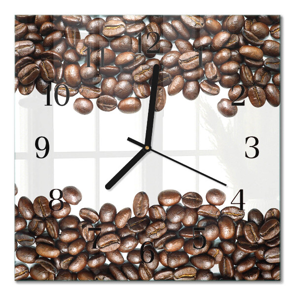 Firkantet glas vægur Kaffebønner