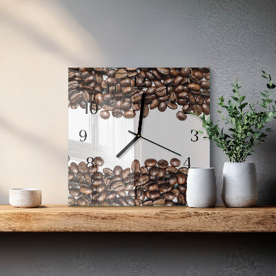Firkantet glas vægur Kaffebønner