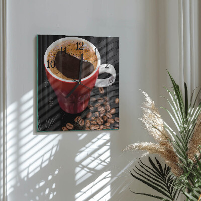 Firkantet glas vægur En kop kaffe