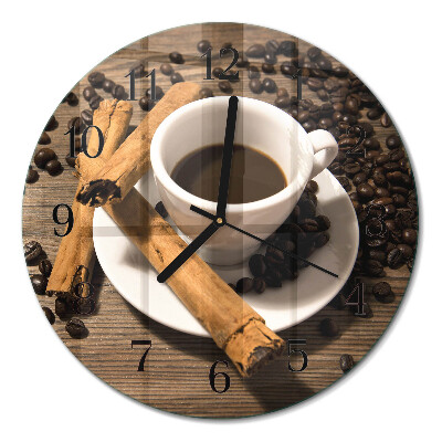 Rundt glas vægur Kanelkaffe