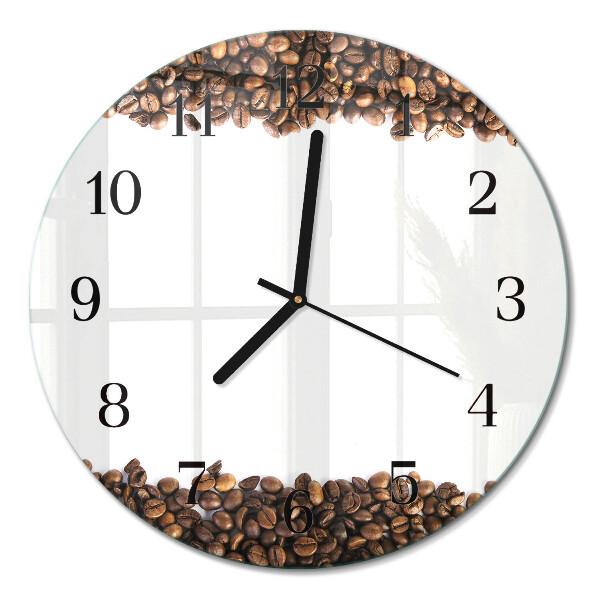 Rundt glas vægur Kaffebønner