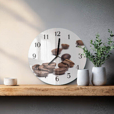 Rundt glas vægur Kaffebønner