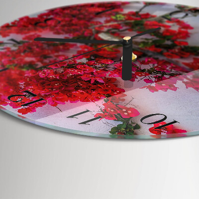 Rundt glas vægur Blomster