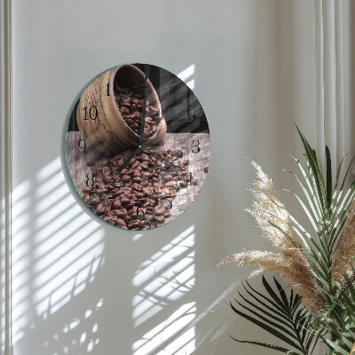 Rundt glas vægur Kaffebønner