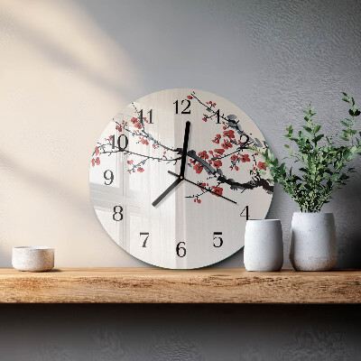 Rundt glas vægur Blomster