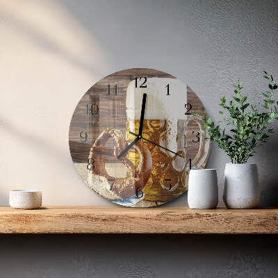 Rundt glas vægur Pretzel med øl