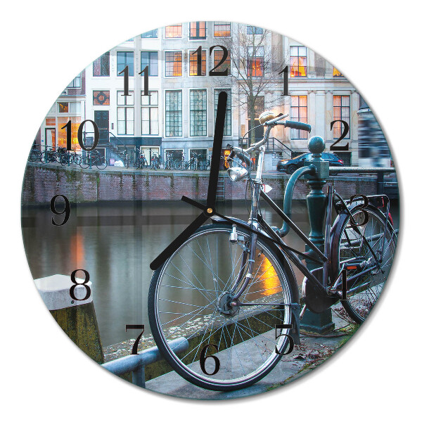 Rundt glas vægur Cykel