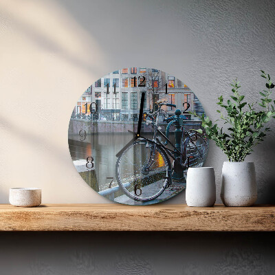 Rundt glas vægur Cykel