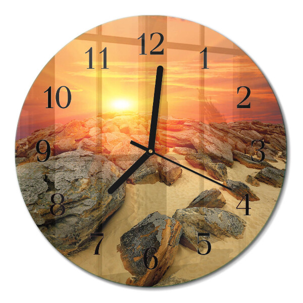 Rundt glas vægur Solnedgang