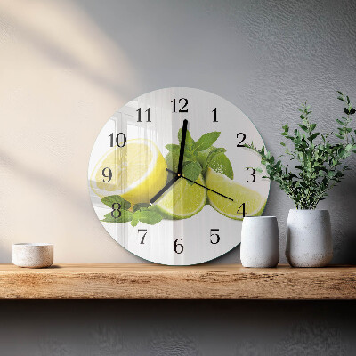 Rundt glas vægur Lime-mynte