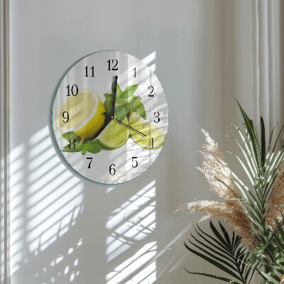 Rundt glas vægur Lime-mynte