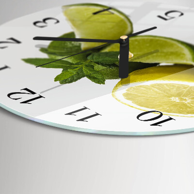 Rundt glas vægur Lime-mynte