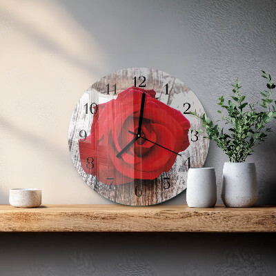 Rundt glas vægur Rose
