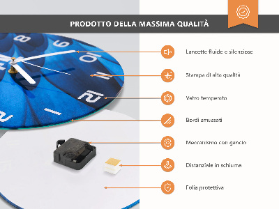 Rundt glas vægur Bambus