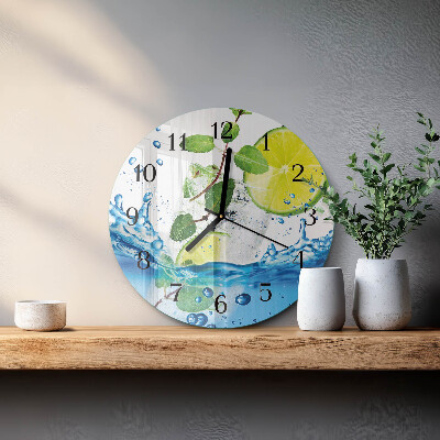 Rundt glas vægur Lime og mynte