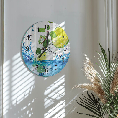 Rundt glas vægur Lime og mynte