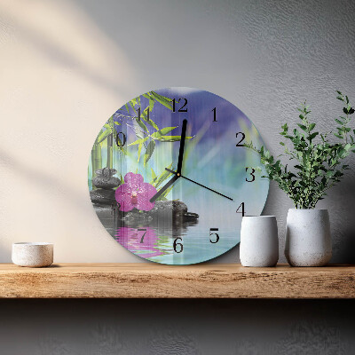 Rundt glas vægur Orkidé spa