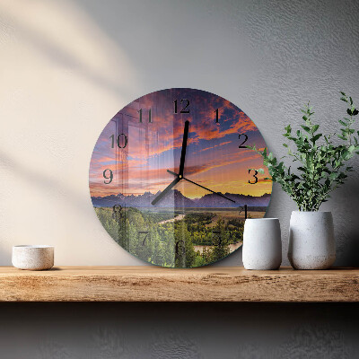 Rundt glas vægur Landskab