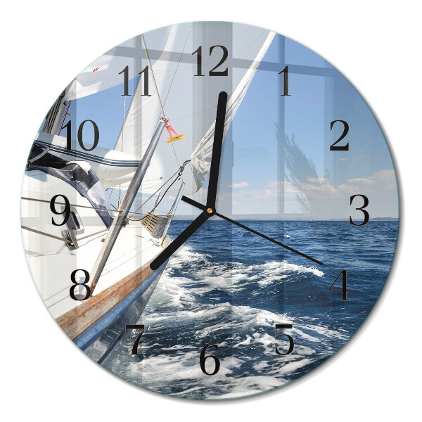 Rundt glas vægur Yacht