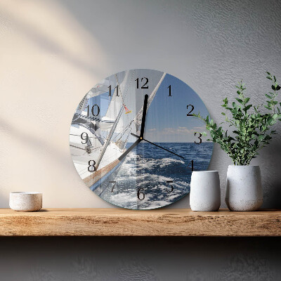 Rundt glas vægur Yacht