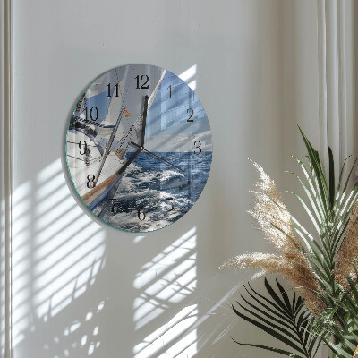 Rundt glas vægur Yacht