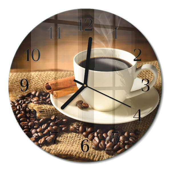 Rundt glas vægur Kaffe