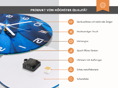 Rundt glas vægur Orkidé