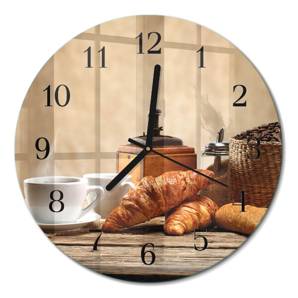 Rundt glas vægur Croissanter